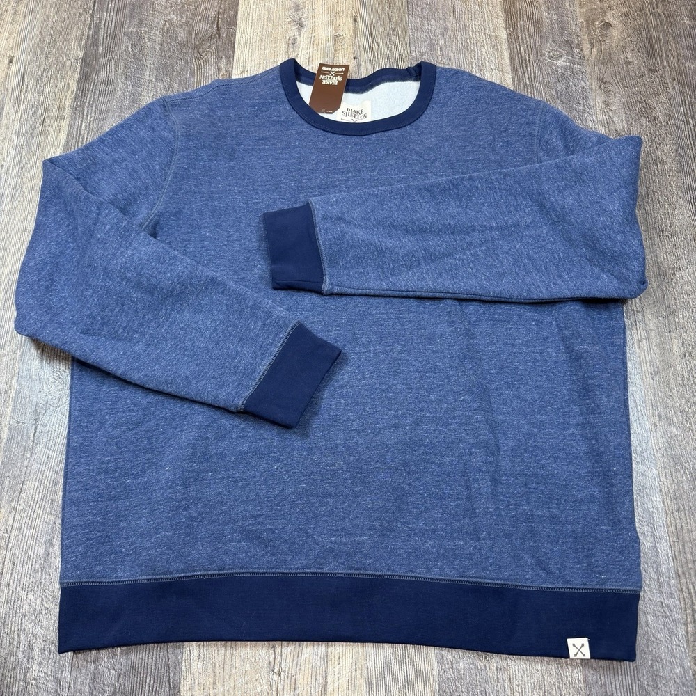 Blake Shelton x Lands End Men's XL Crewneck Sweatshirt Blue Fleece Lined NWT‎